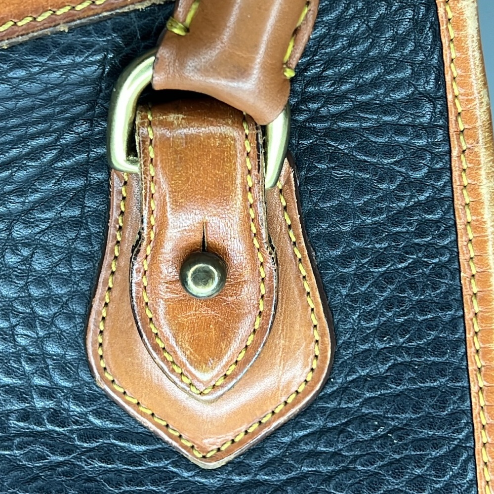 Vintage Dooney & Bourke Leather Satchel Handbag.Brown/ Blue Pebble Leather - Picture 13 of 16